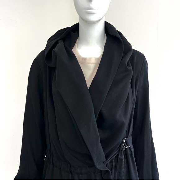 ALL SAINTS Pelya Black Draped Wrap Hoodie Long Sleeves Trench Coat Jacket Sz 4 - Picture 4 of 16